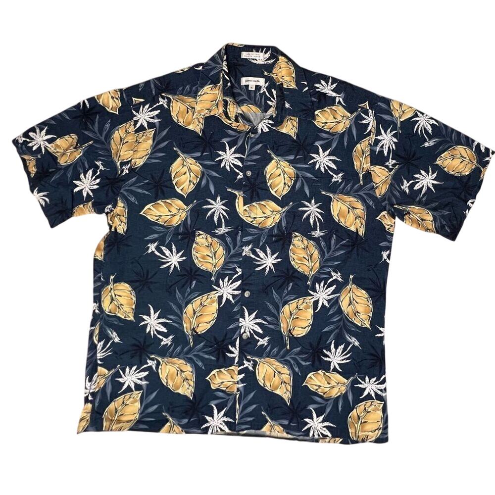 Pierre Cardin‎ Vintage Palm Trees Tropical Hawaiian Collared Shirt XLARGE Cruise